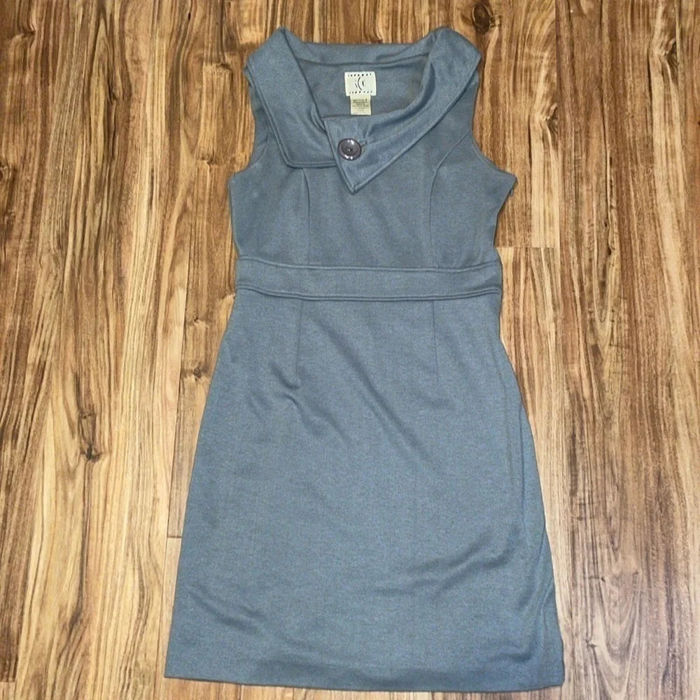 ICE women dress 8 medium grey cowl button stretch business solid sleeveless